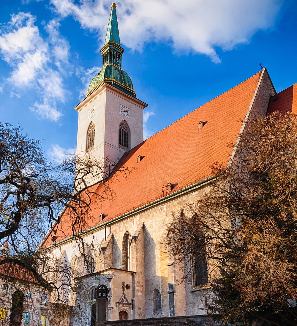 St. Martin 's cathedral in Bratislava on autumn sunny day